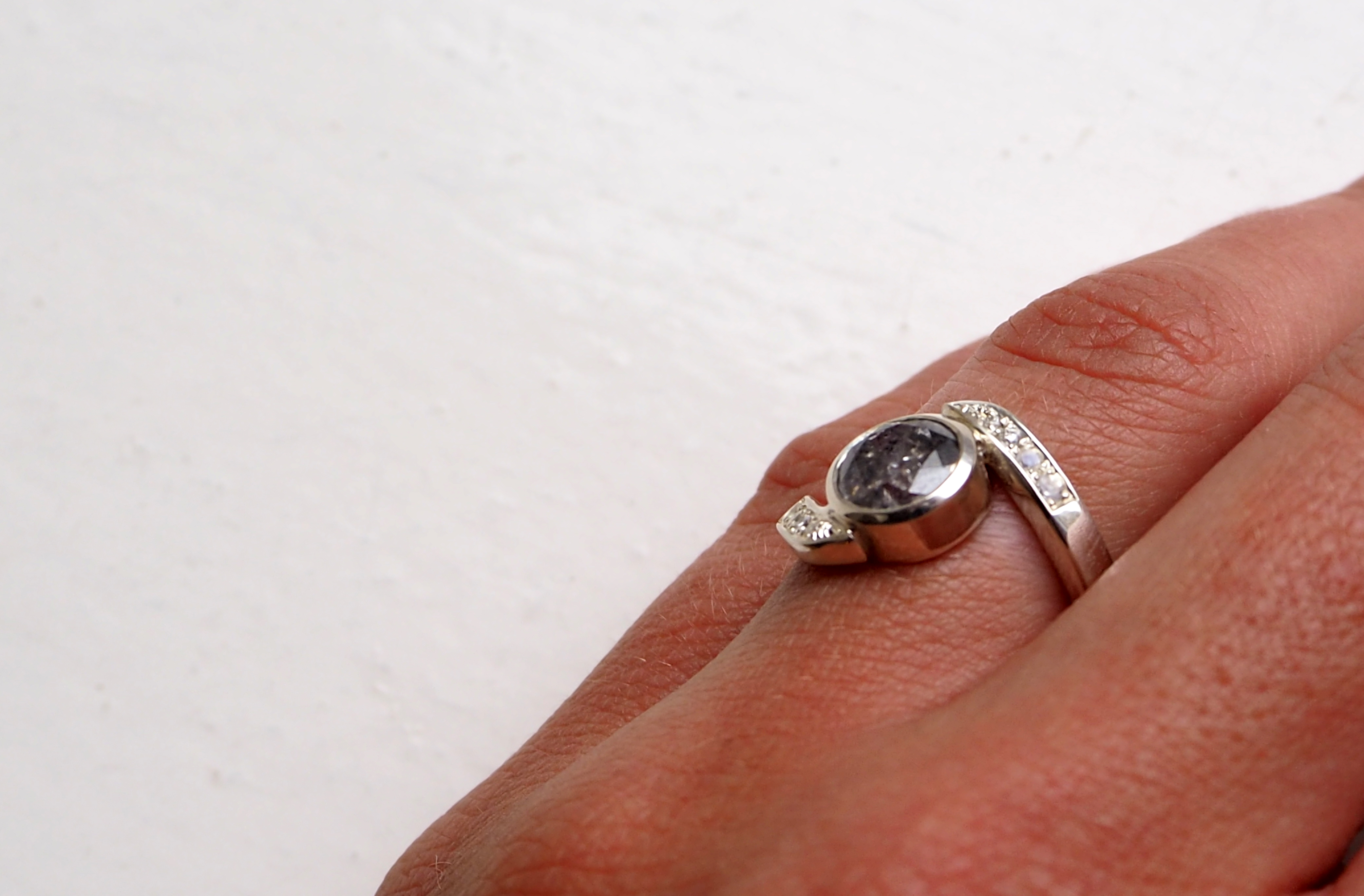 Bespoke Engagement with Ring Natural Grey Diamond 