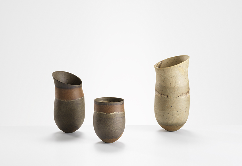 Two ceramic vases by Jennifer Lee - winner of Loewe craft prize