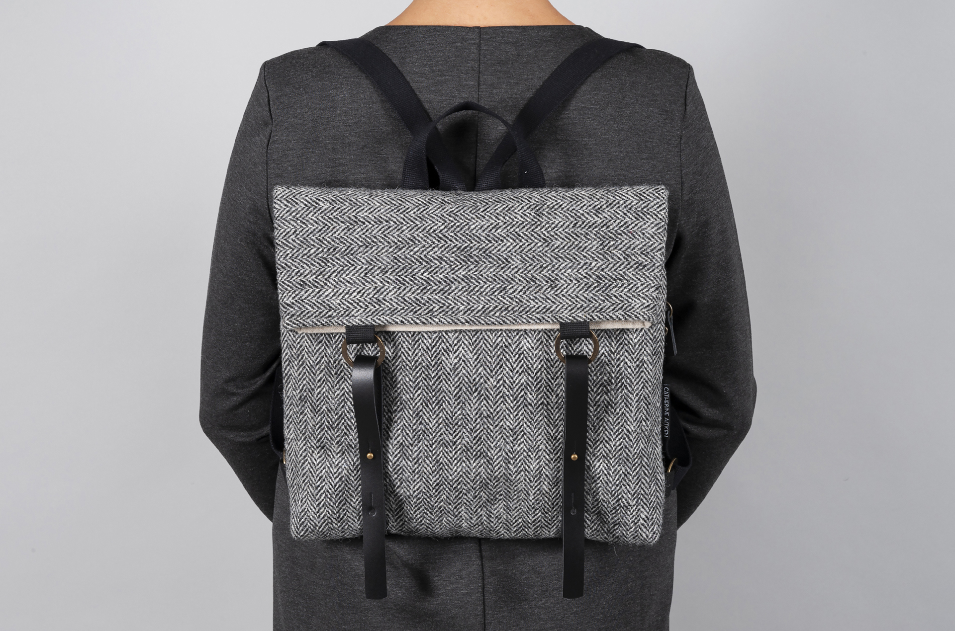 Catherine Aitken Hepburn Backpack in Grey Check