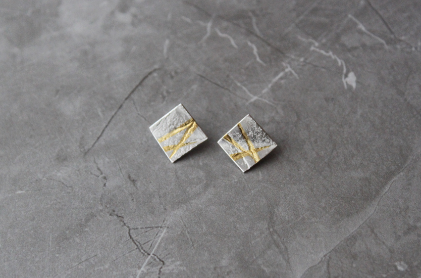 Rhona McCallum Neolith Earrings in Sterling Silver & Keumboo