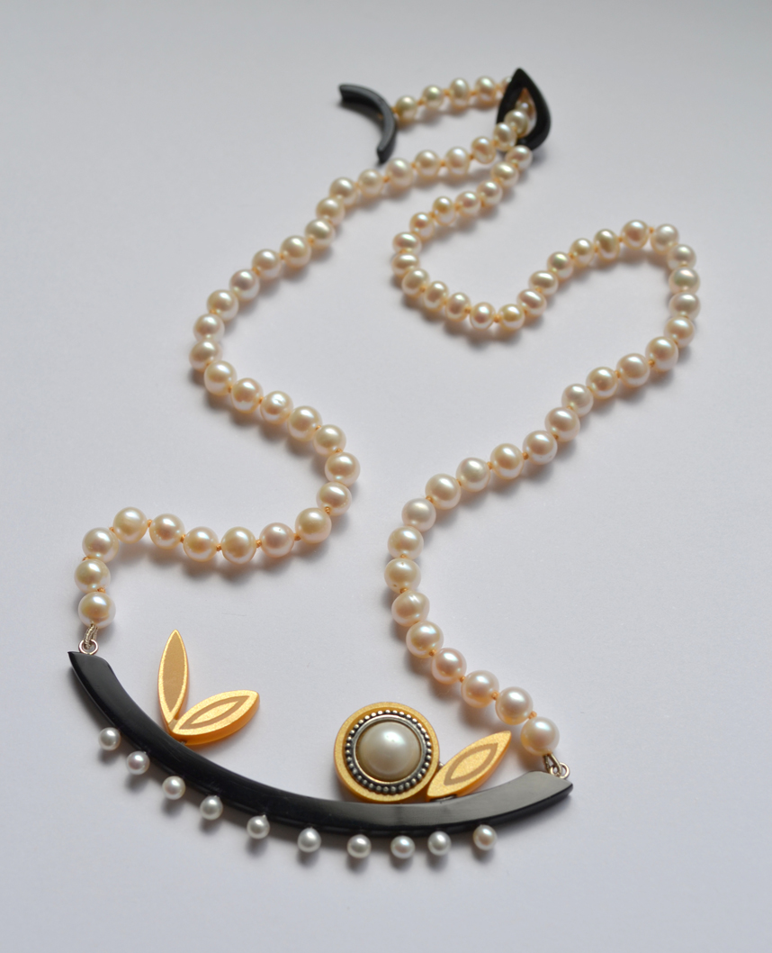 Aubeebop Jewellery Pearl Perspex Gold Necklace