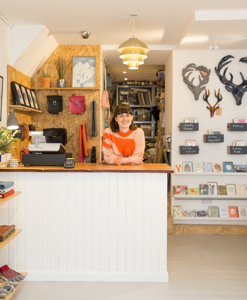 Owner Jen Pearson inside ÒR shop in Portree, Skye