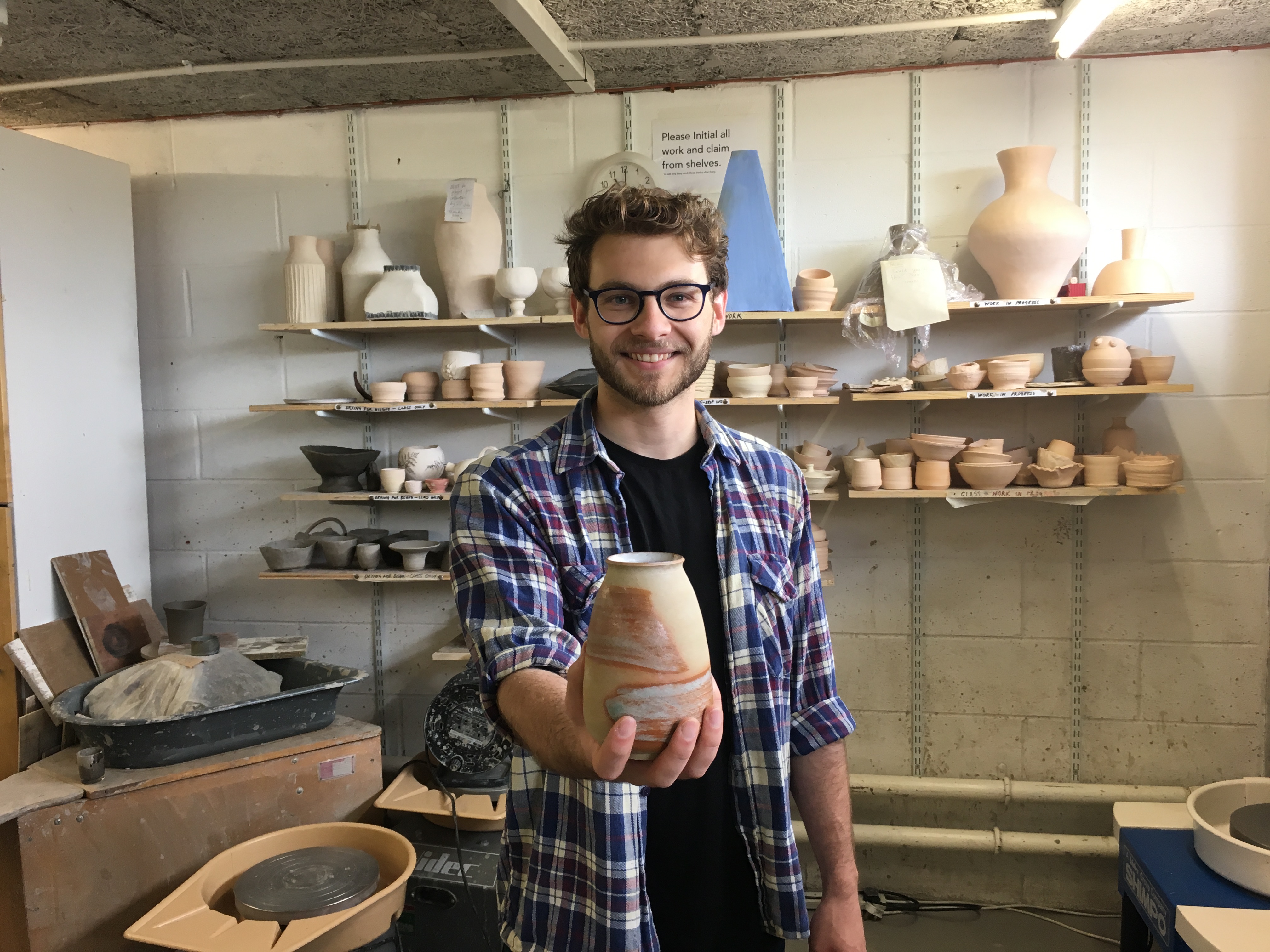 ECW studio member and emerging potter Sam Selbie/>
              </div>
              <div class=