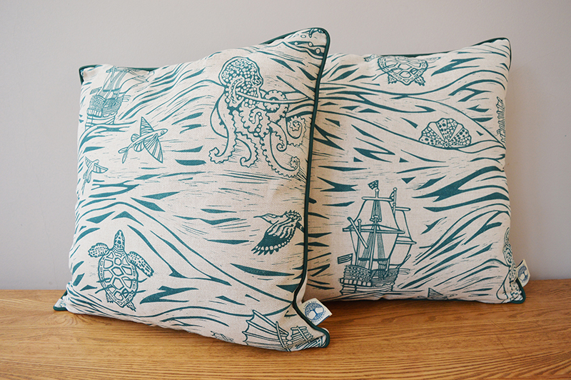Handmade Cushion in Spice Routes Design in Green