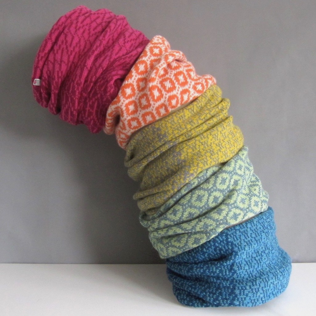 stack of 2019 collection short cowls - WREN, PEAK, WEB