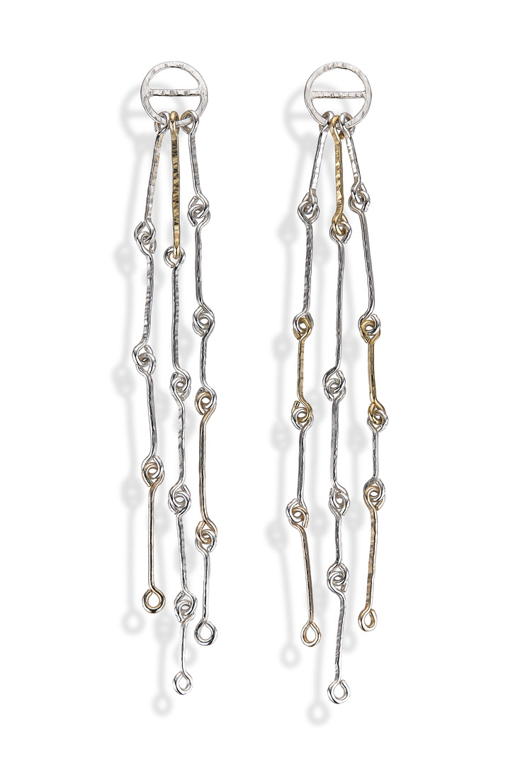 Long linked wire earrings, Machair collection