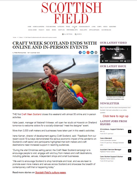 Scottish Field: Craft Week Scotland Ends With Online and In-person Events - Image courtesy of Scottish Field