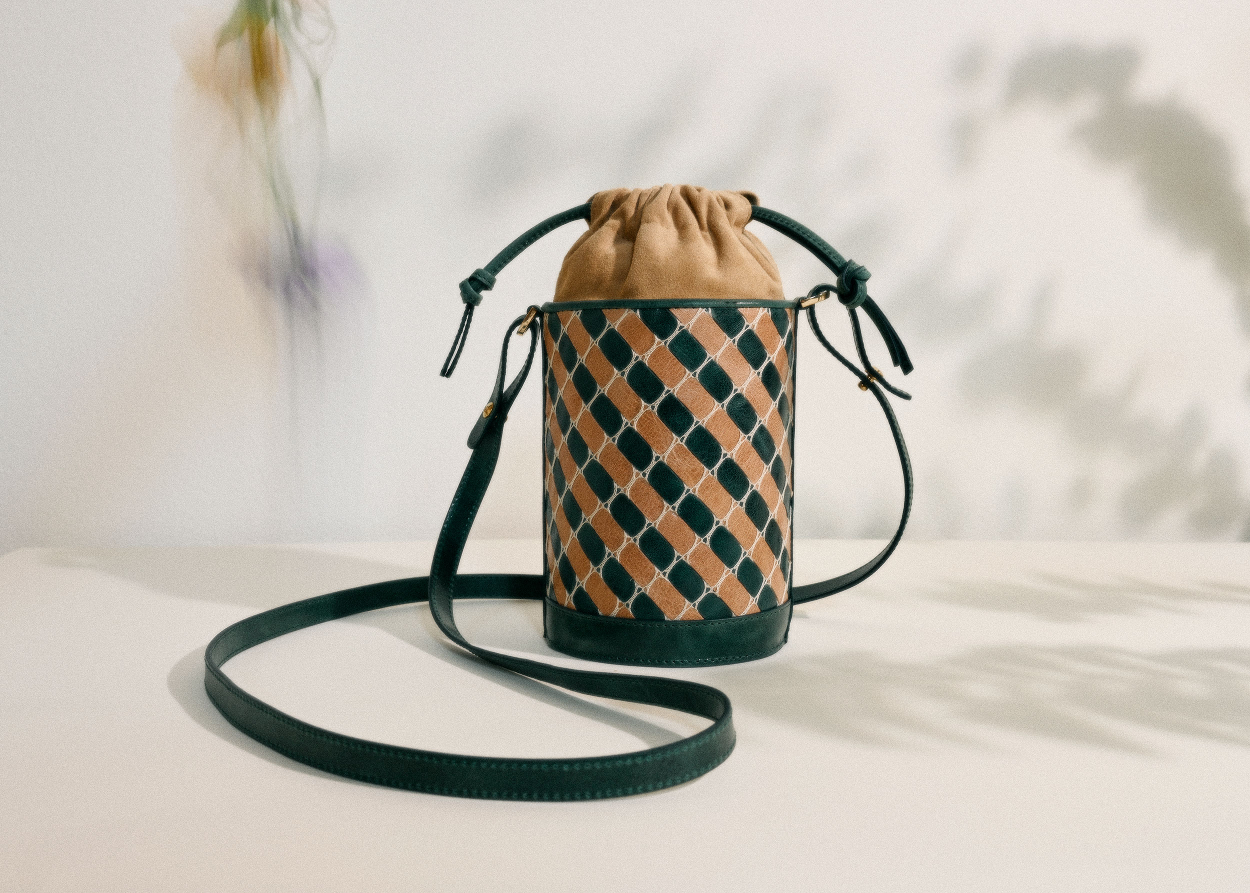 The Barrel Bag in Tenement Green and Tablet