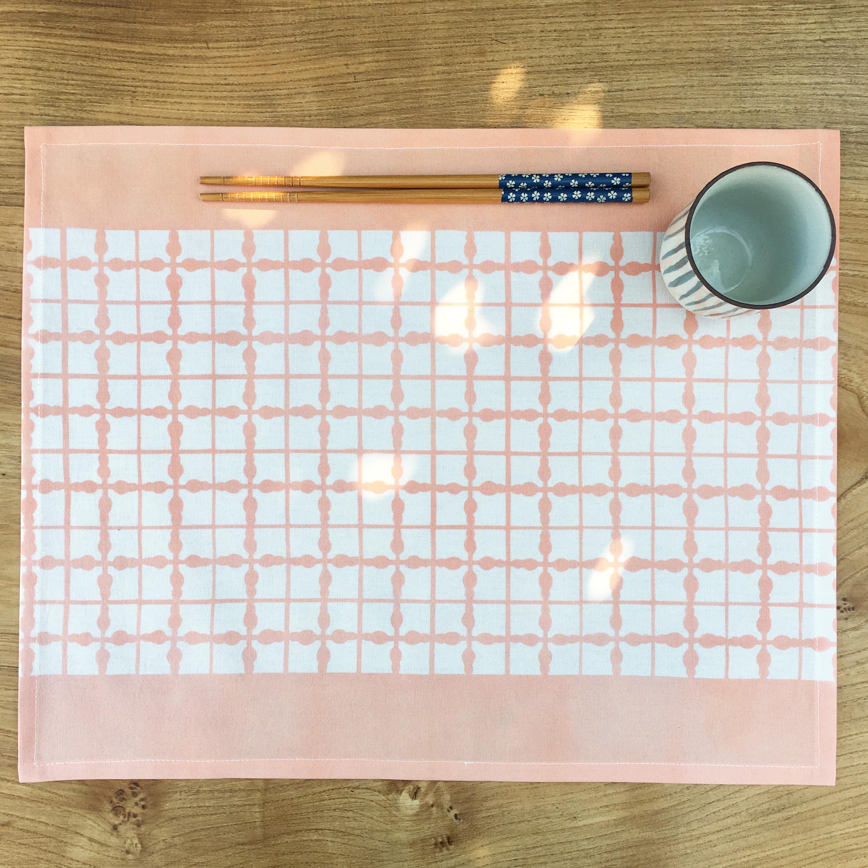 Grid Table Mat - Peach