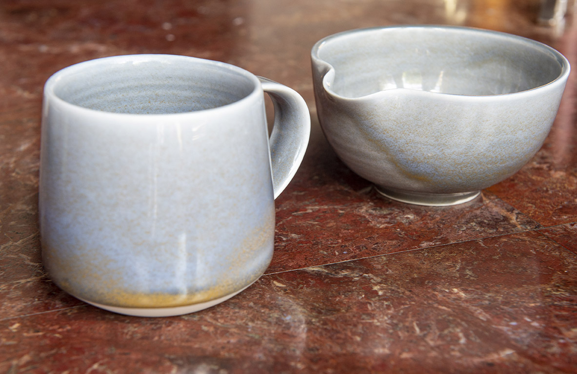 Ceramic Mug and Pourer by Jennifer Alford