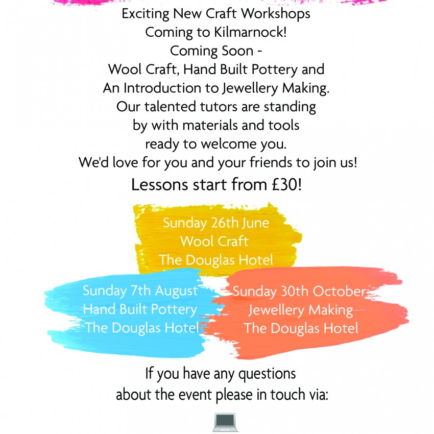 Craft Workshops: Wool Craft, Hand-Built Pottery and Jewellery Making
