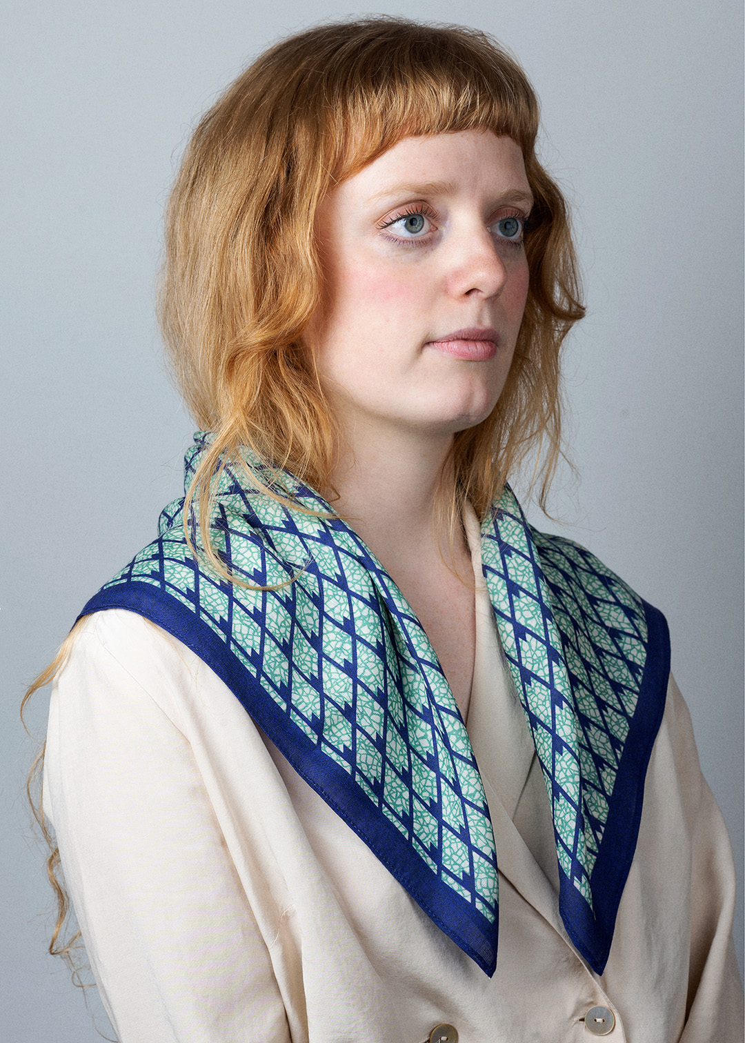 Moy Wool Silk Scarf - Blue