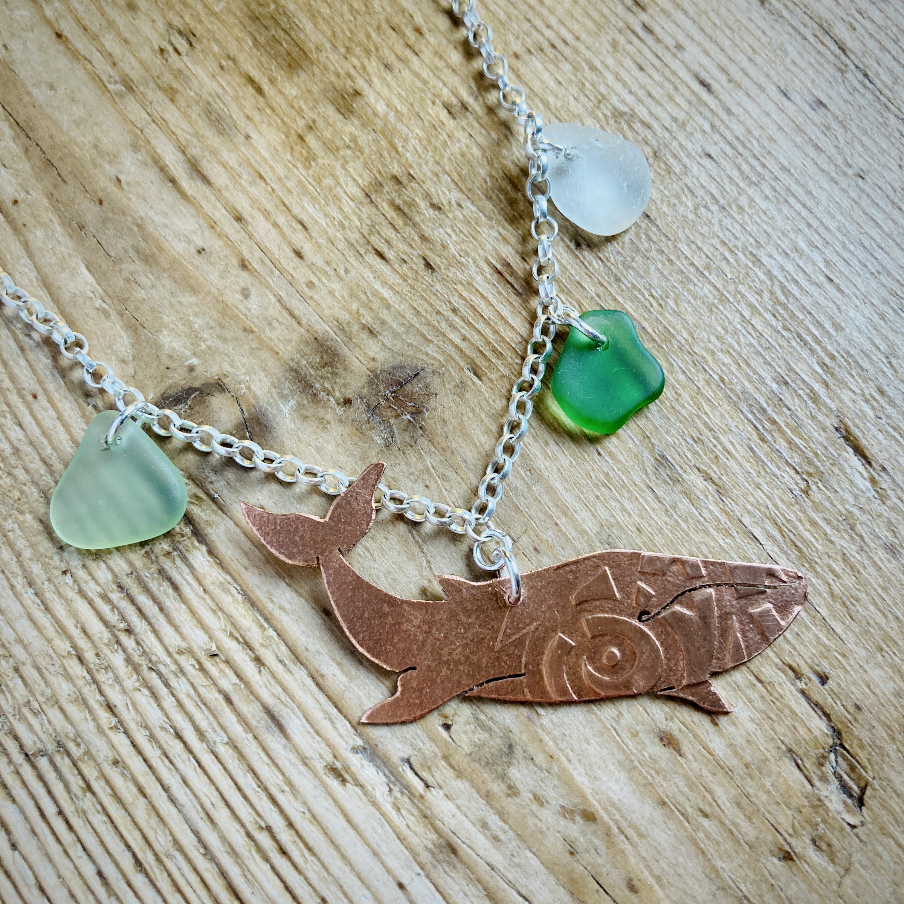 Sea Glass & Silver Charms