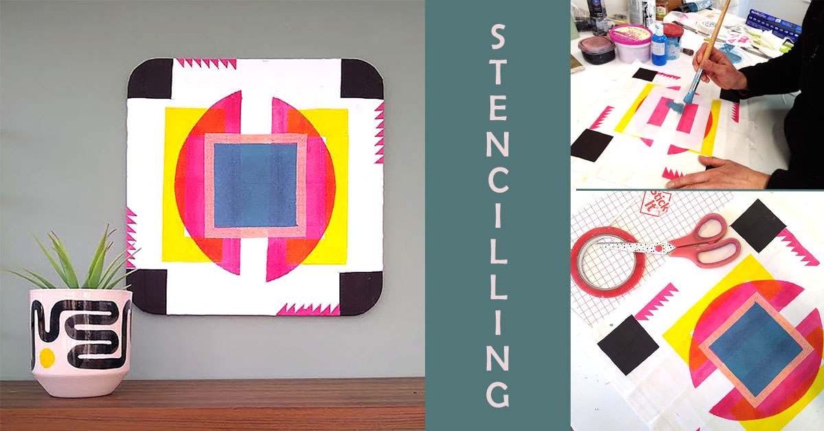 Create a Stencilled Fabric Wall Panel