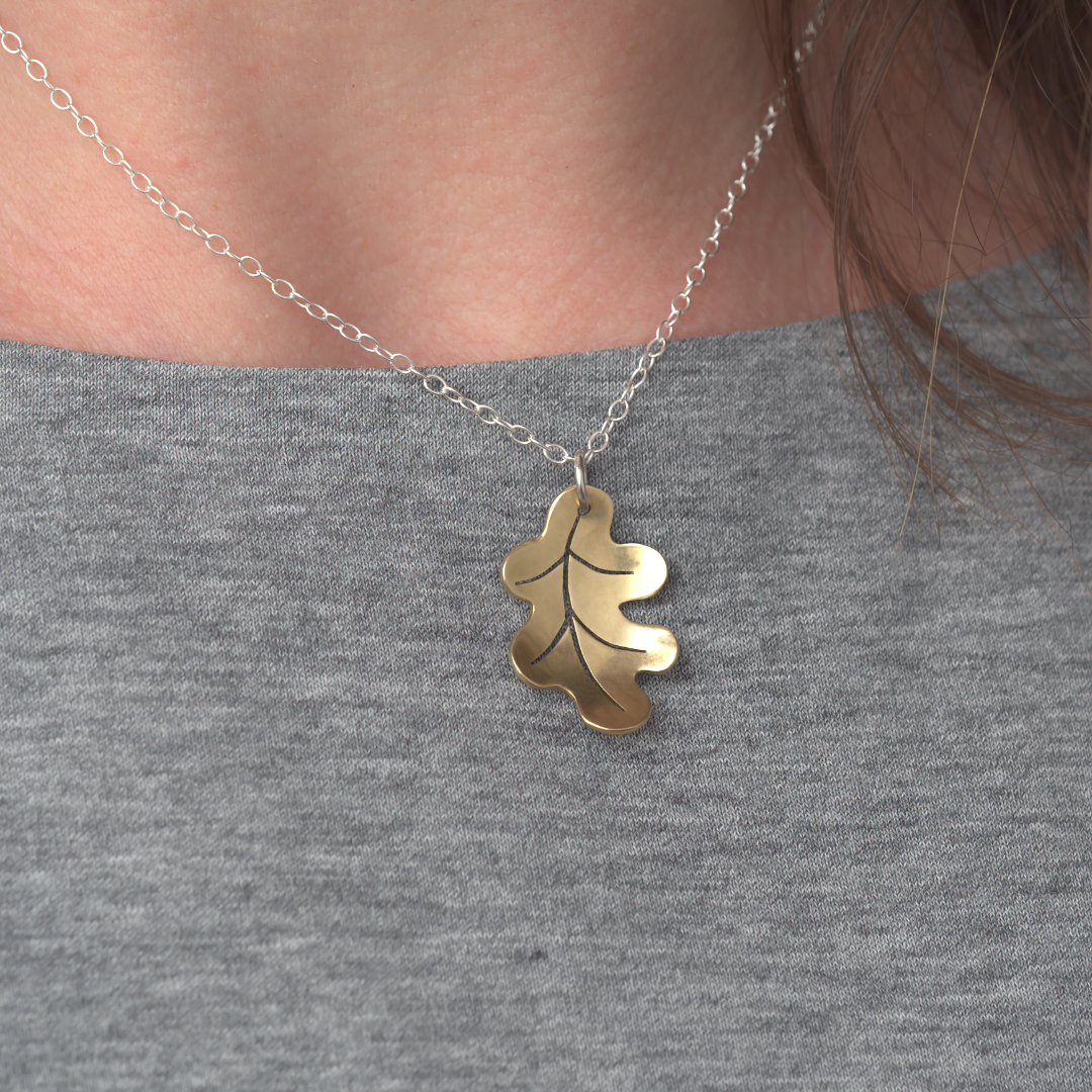 Woodland Collection - Oak Leaf Pendant in Brass