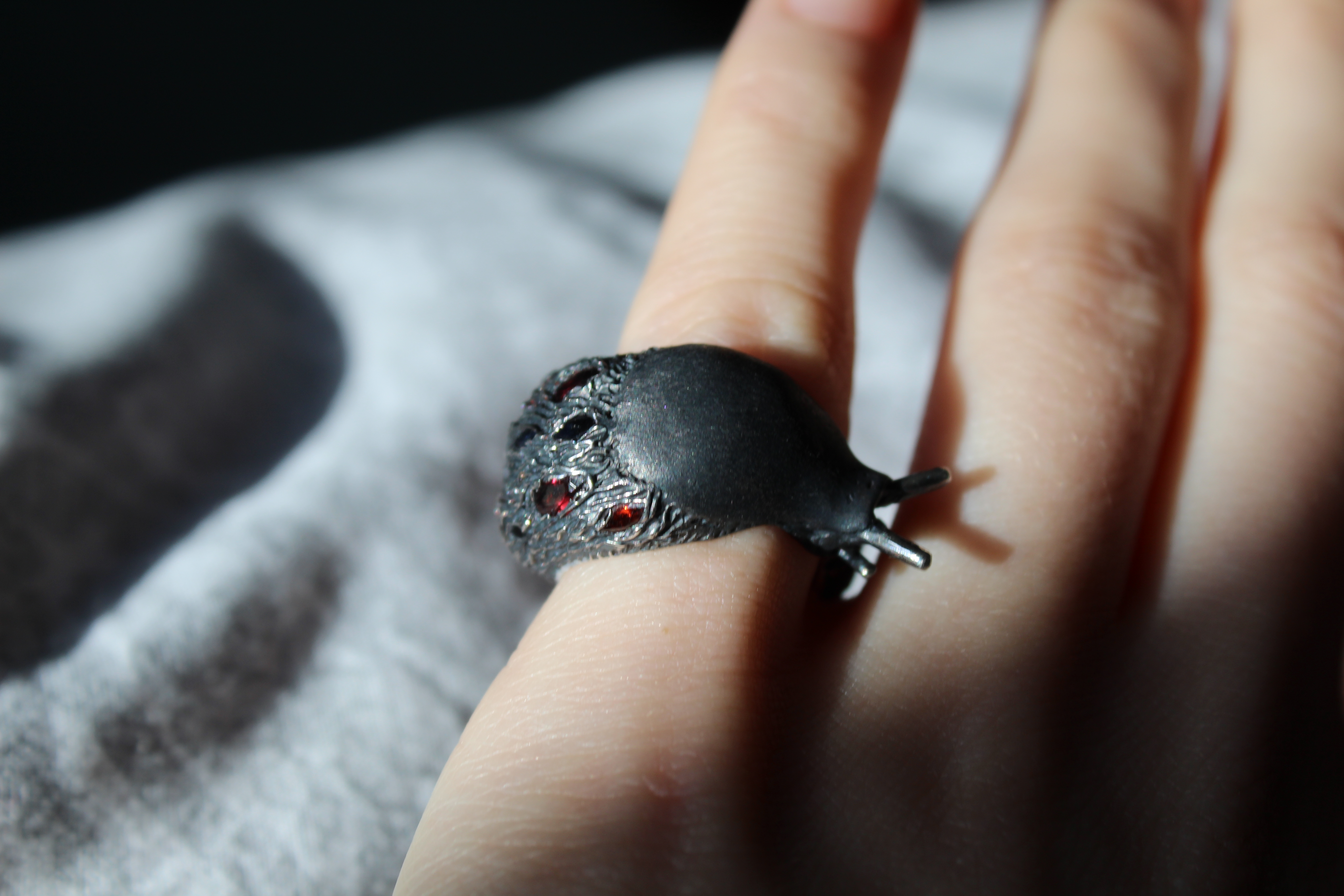 Garnet and Black Sapphire Ring