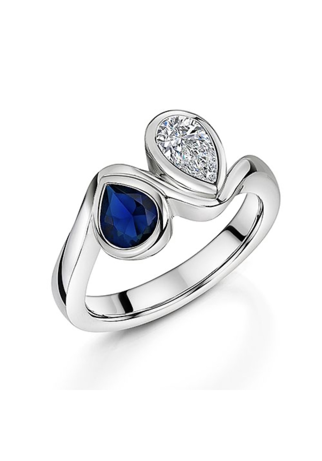 Scottish sapphire and diamond Toi et Moi ring
