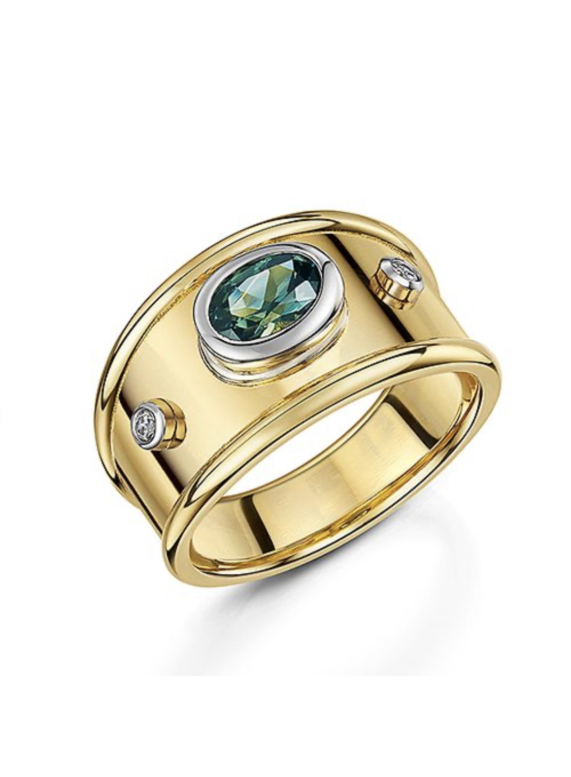 Australian green sapphire and diamond ring