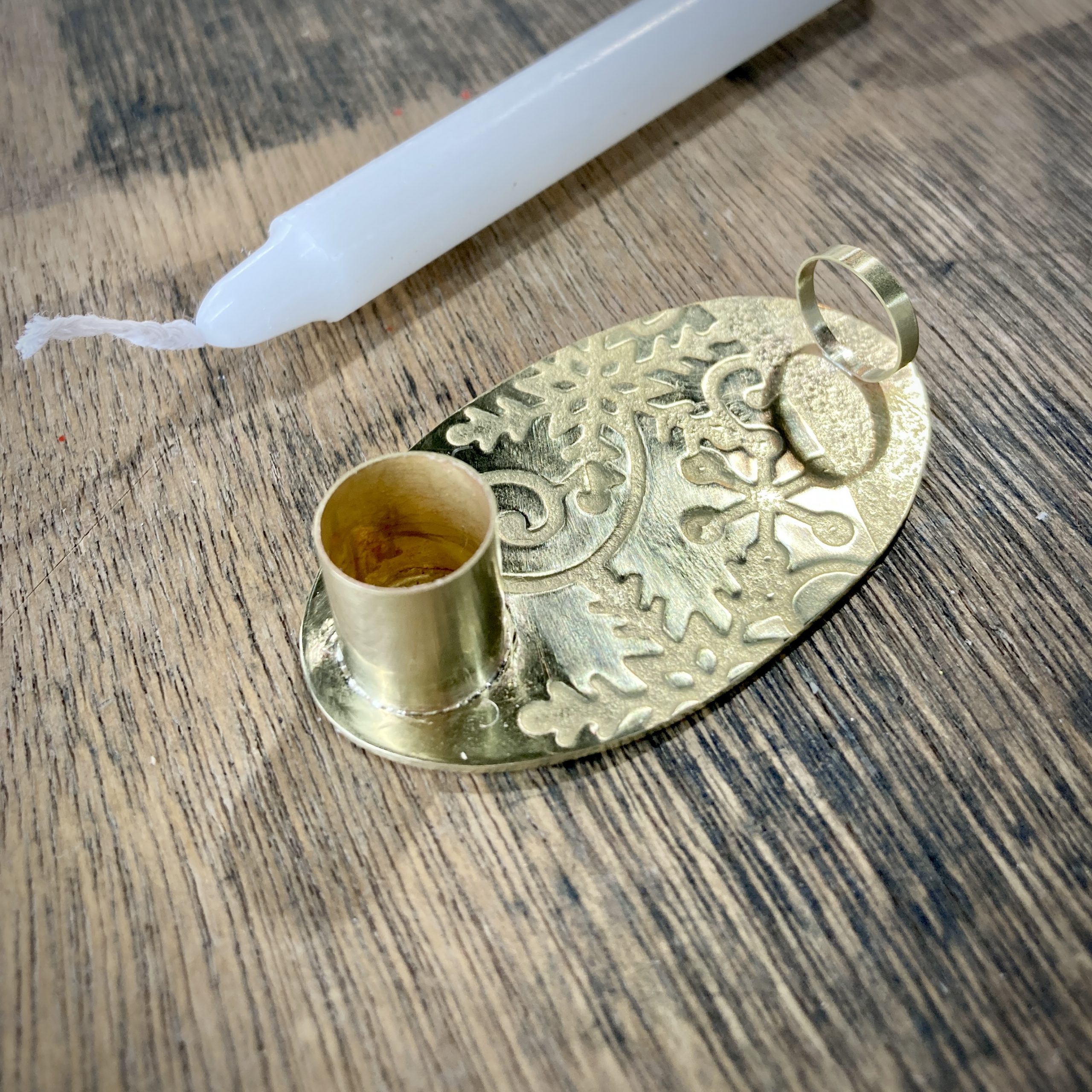 Festive Brass Candle Holder