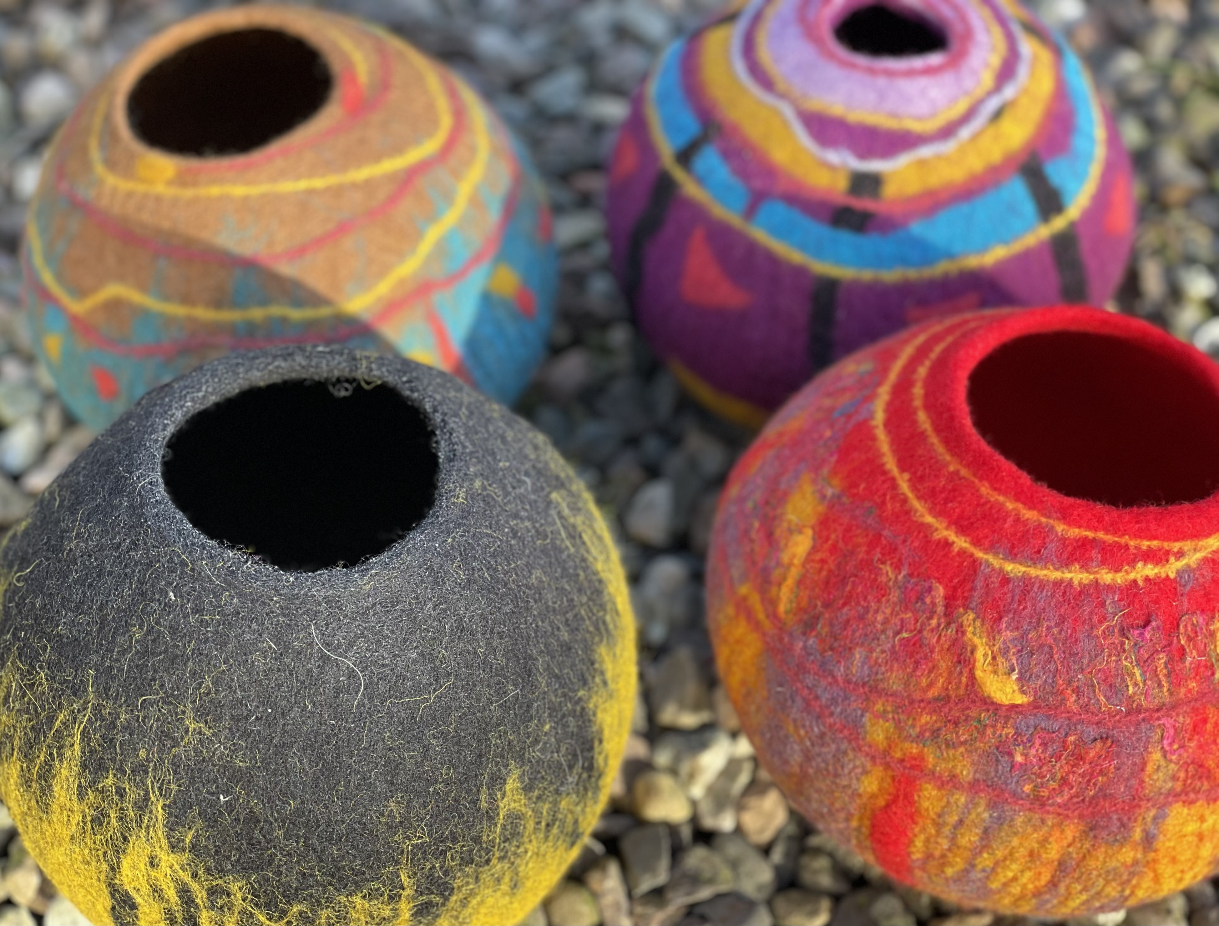 Colourful Felted Vessels