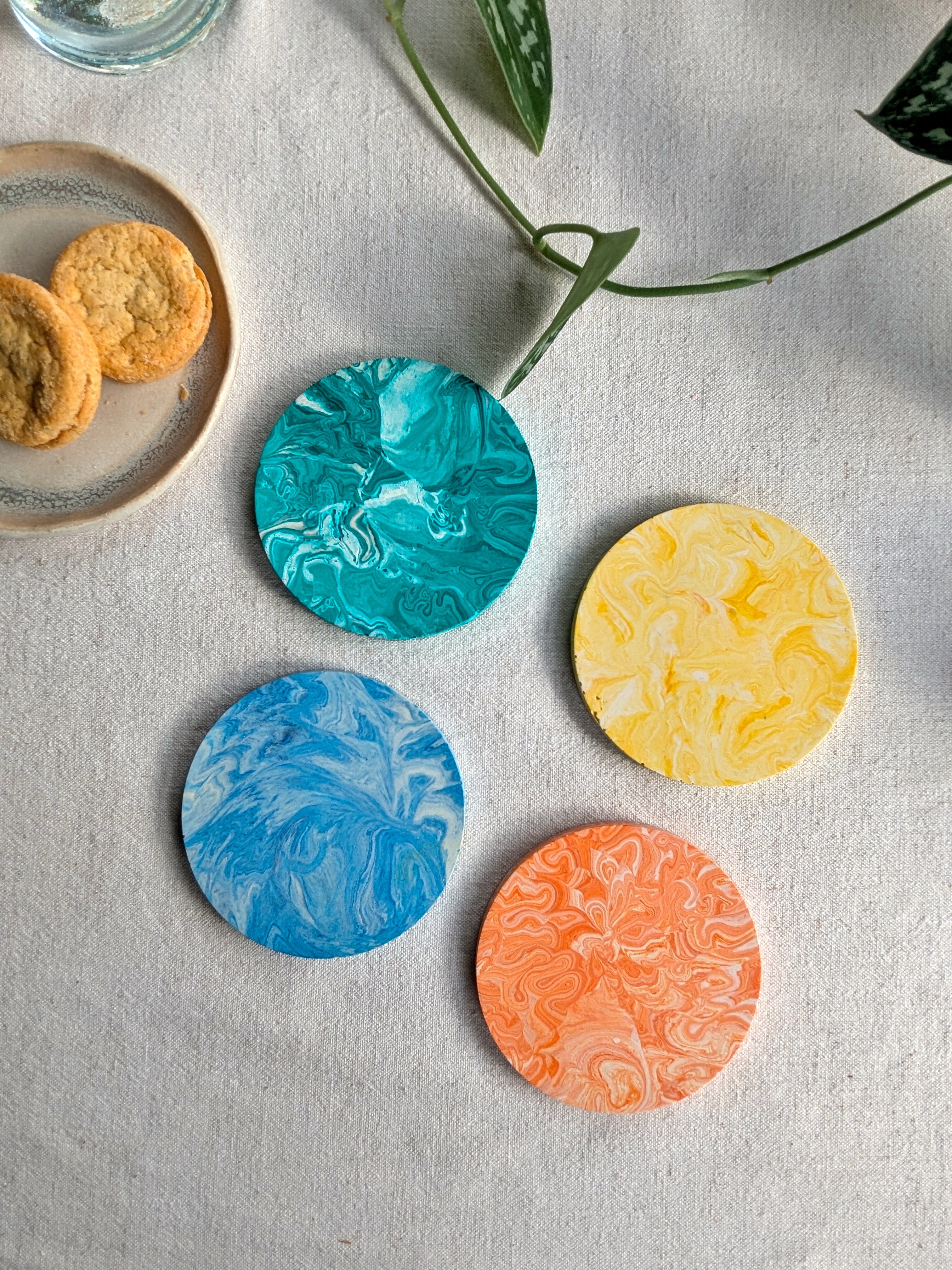 Marble Pattern Drinks Coaster Set Workshop using Jesmonite Eco Resin