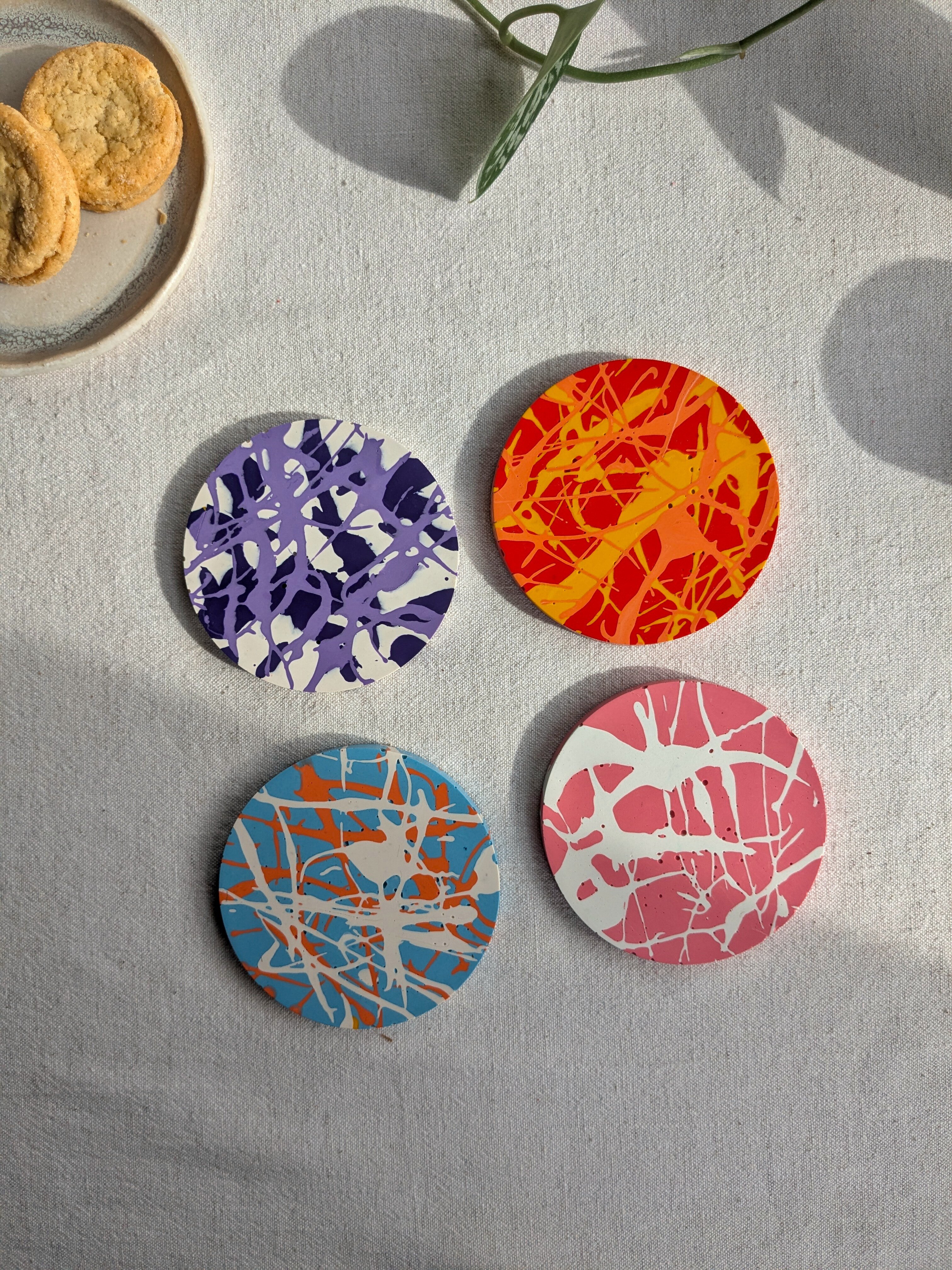 Splatter Pattern Drinks Coaster Set Workshop using Jesmonite Eco Resin